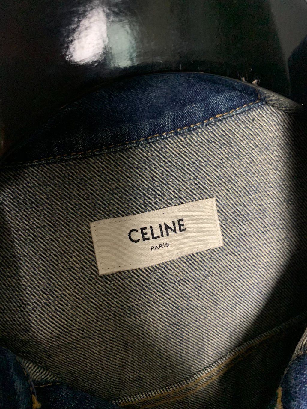Celine 20FW Dark Union Slogan Denim Jacket