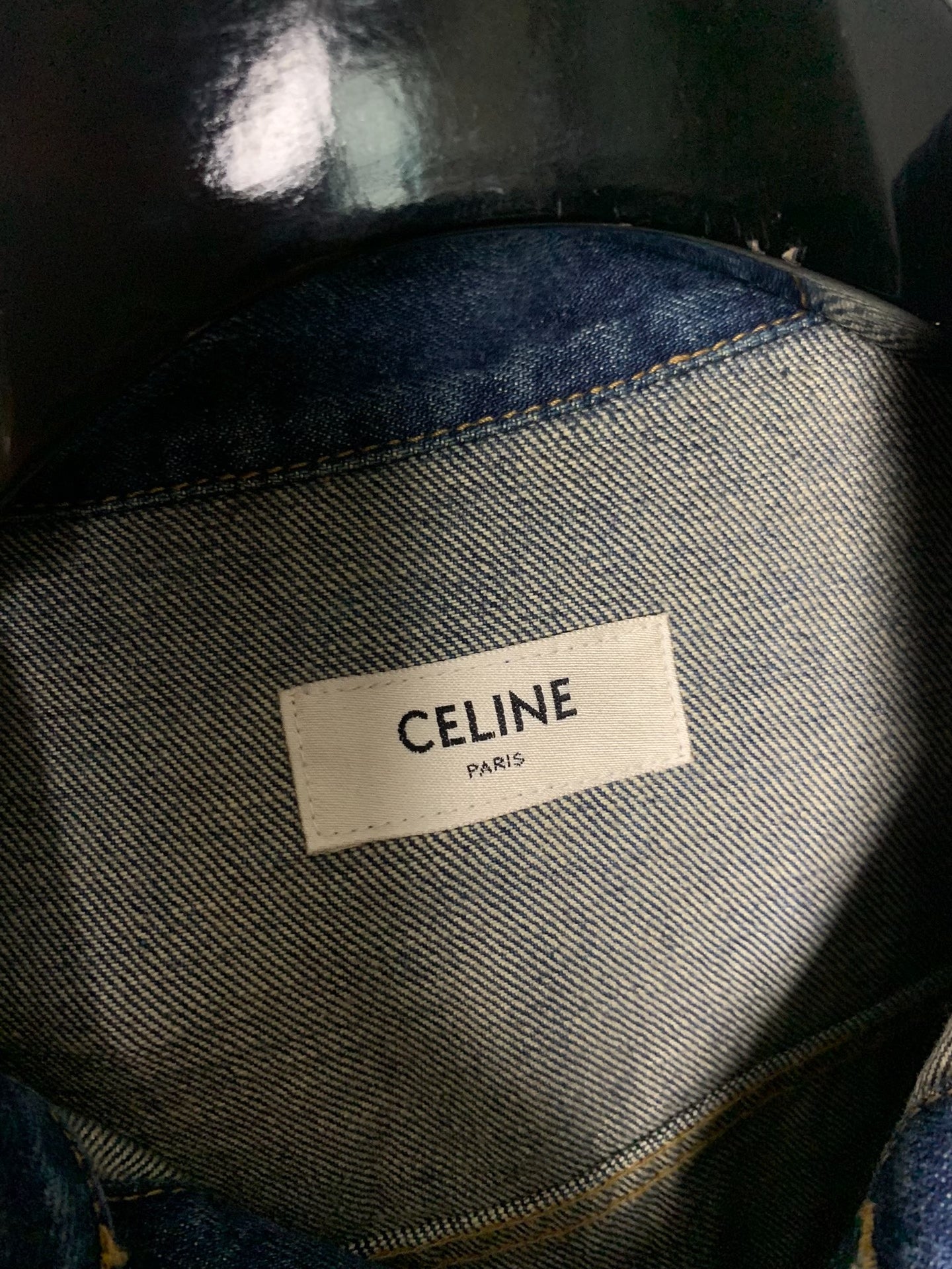 Celine 20FW Dark Union Slogan Denim Jacket