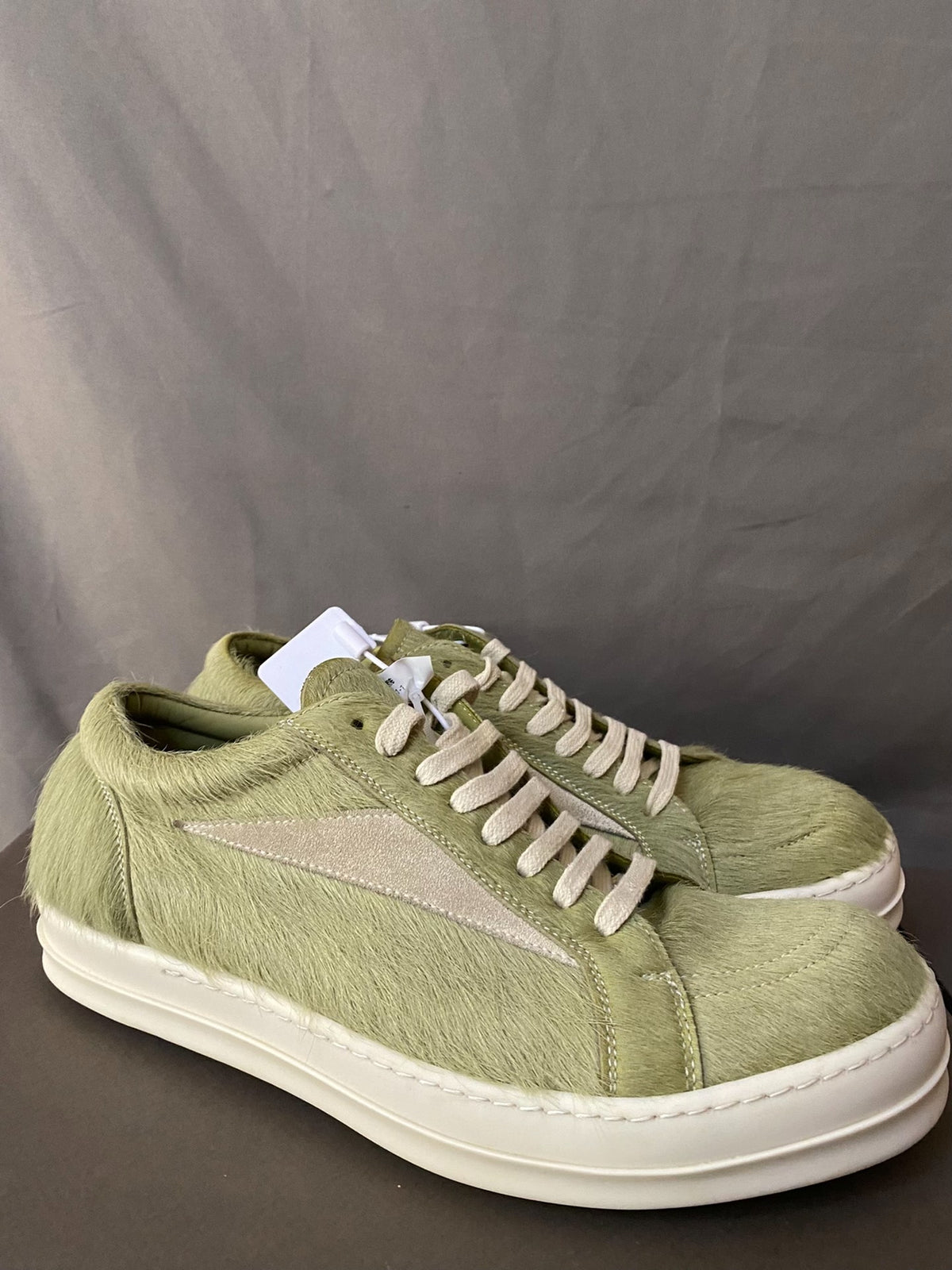 Rick Owens mainline green horsehair sneakers