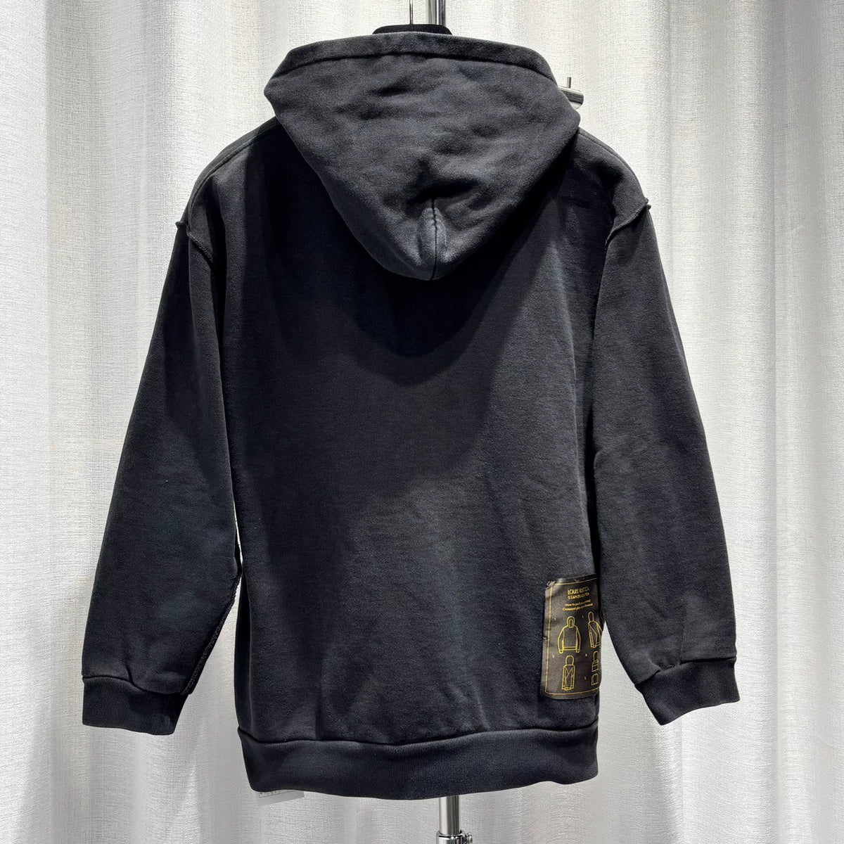 Louis Vuitton Black Instruction Manual Logo Ribbed Collar Combed Cotton Sweater