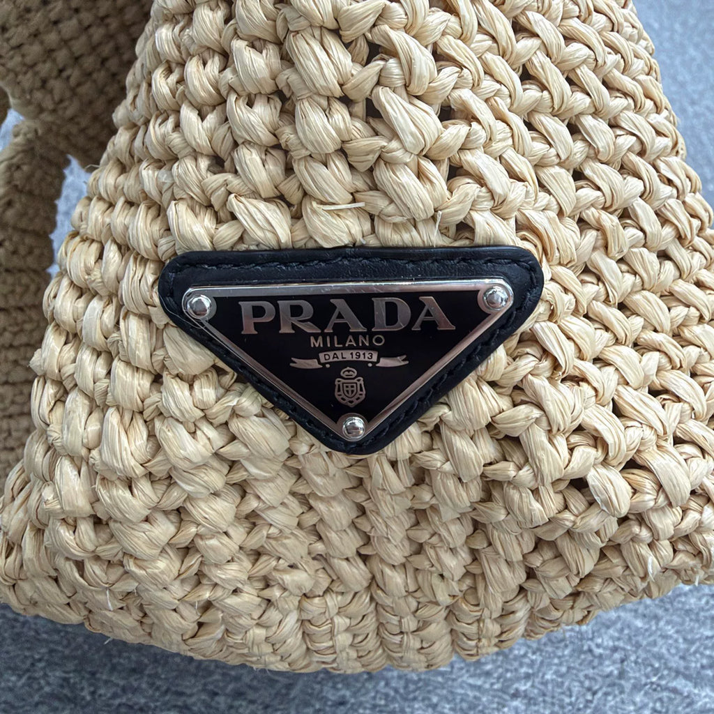 Prada Raffia Woven Shoulder Bag