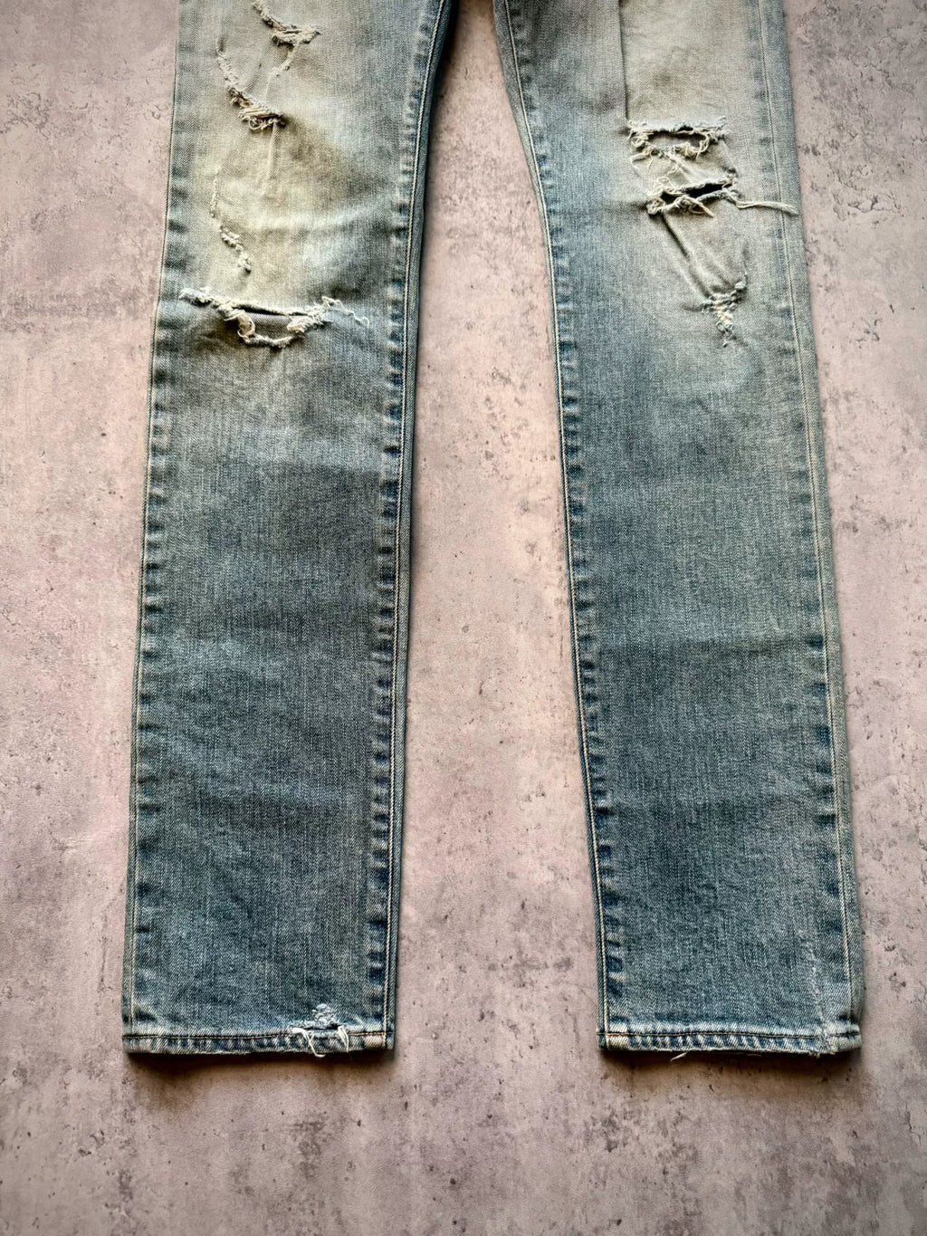 Saint Laurent Paris 16AW D02 Hedi Slimane Blue Distressed Denim Jeans by Hedi Slimane