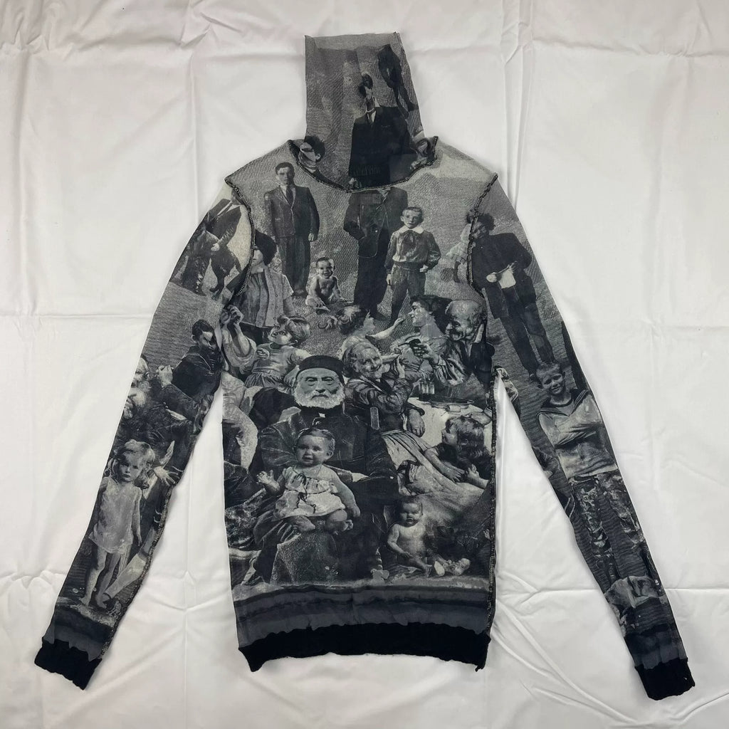 2003 Fall/Winter Jean Paul Gaultier Punk Girl Portrait Mesh T-Shirt