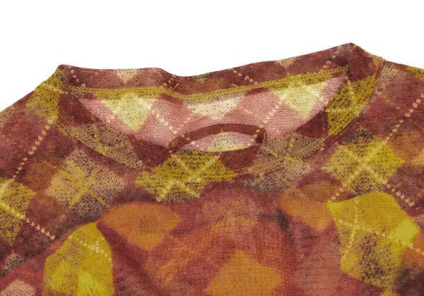 Jean Paul Gaultier Vintage Orange Plaid Mesh Top