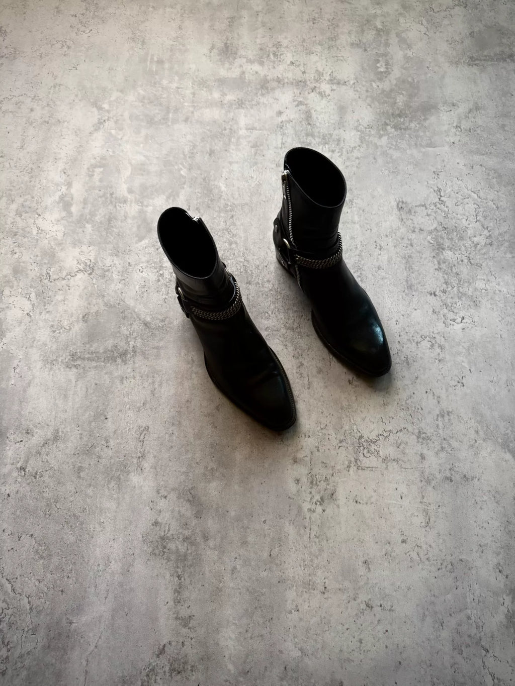 Saint Laurent Paris 13AW Black Zip Chain Chelsea Boots