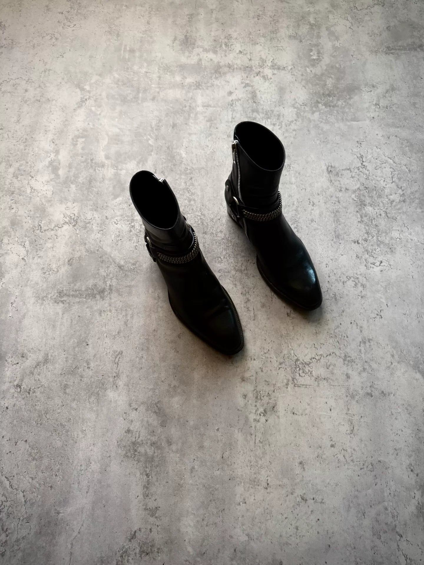 Saint Laurent Paris 13AW Black Zip Chain Chelsea Boots
