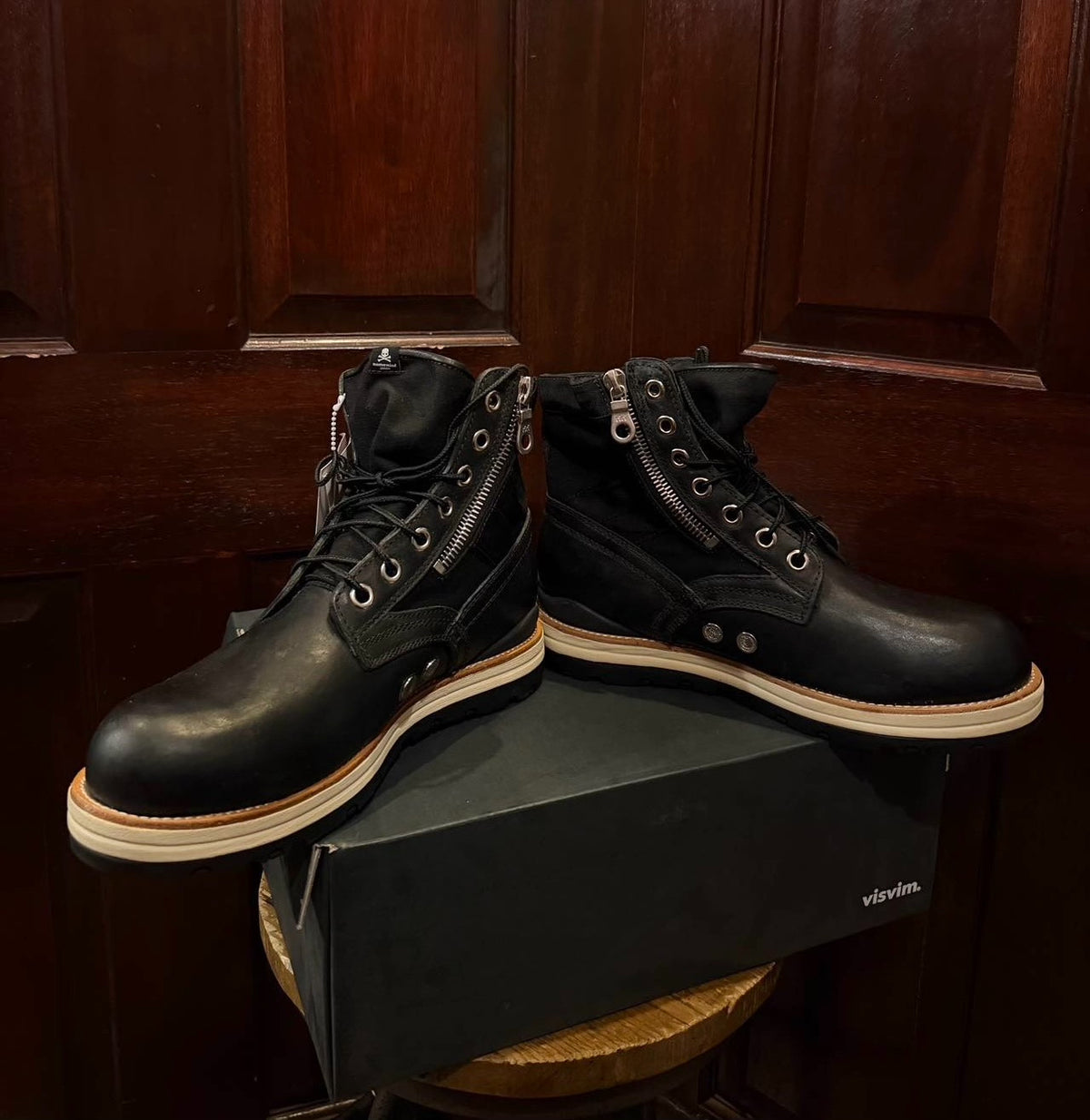 mastermind Japan × VISVIM SS12 Black Identity Hole 73 Cowhide Cotton Boots