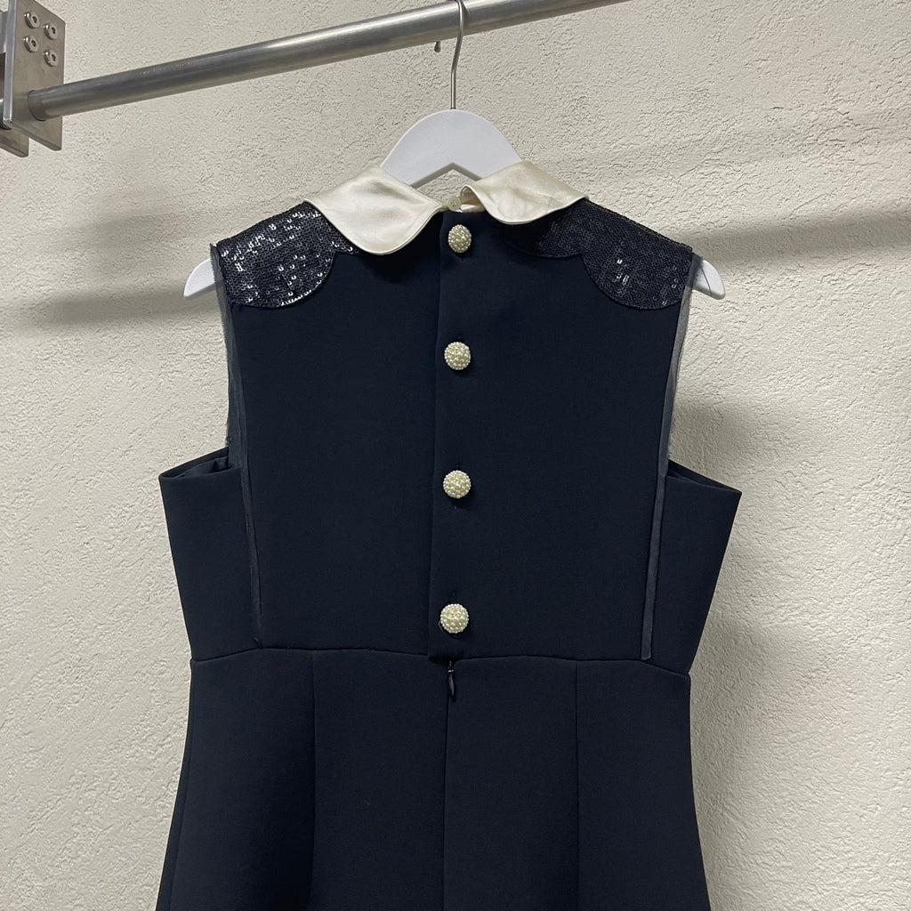 Miumiu Black Scale Pearl-Button Dress