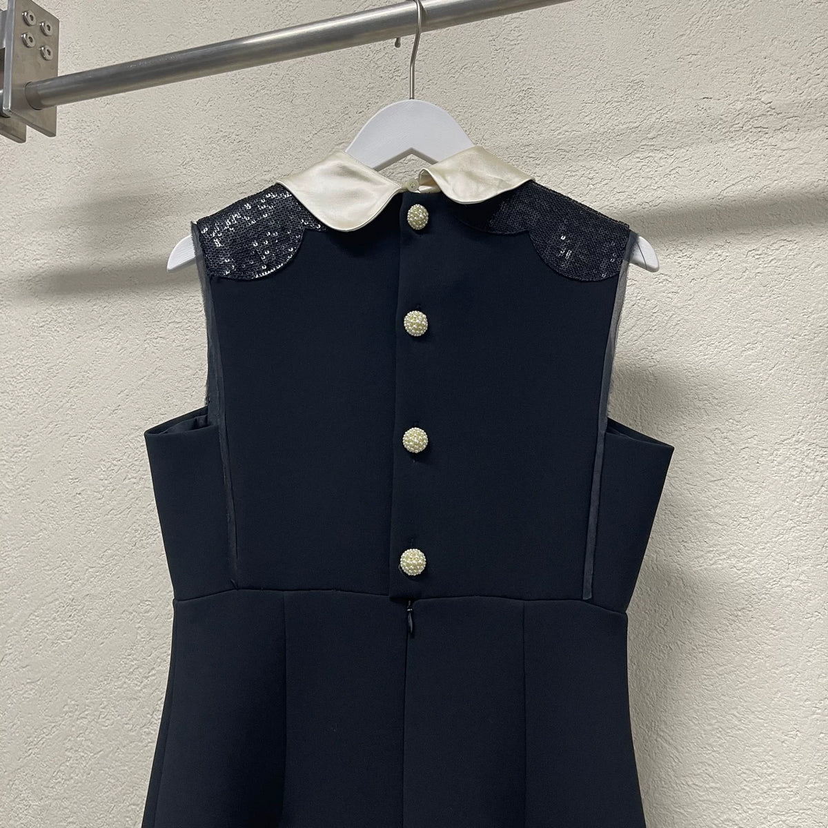 Miumiu Black Scale Pearl-Button Dress
