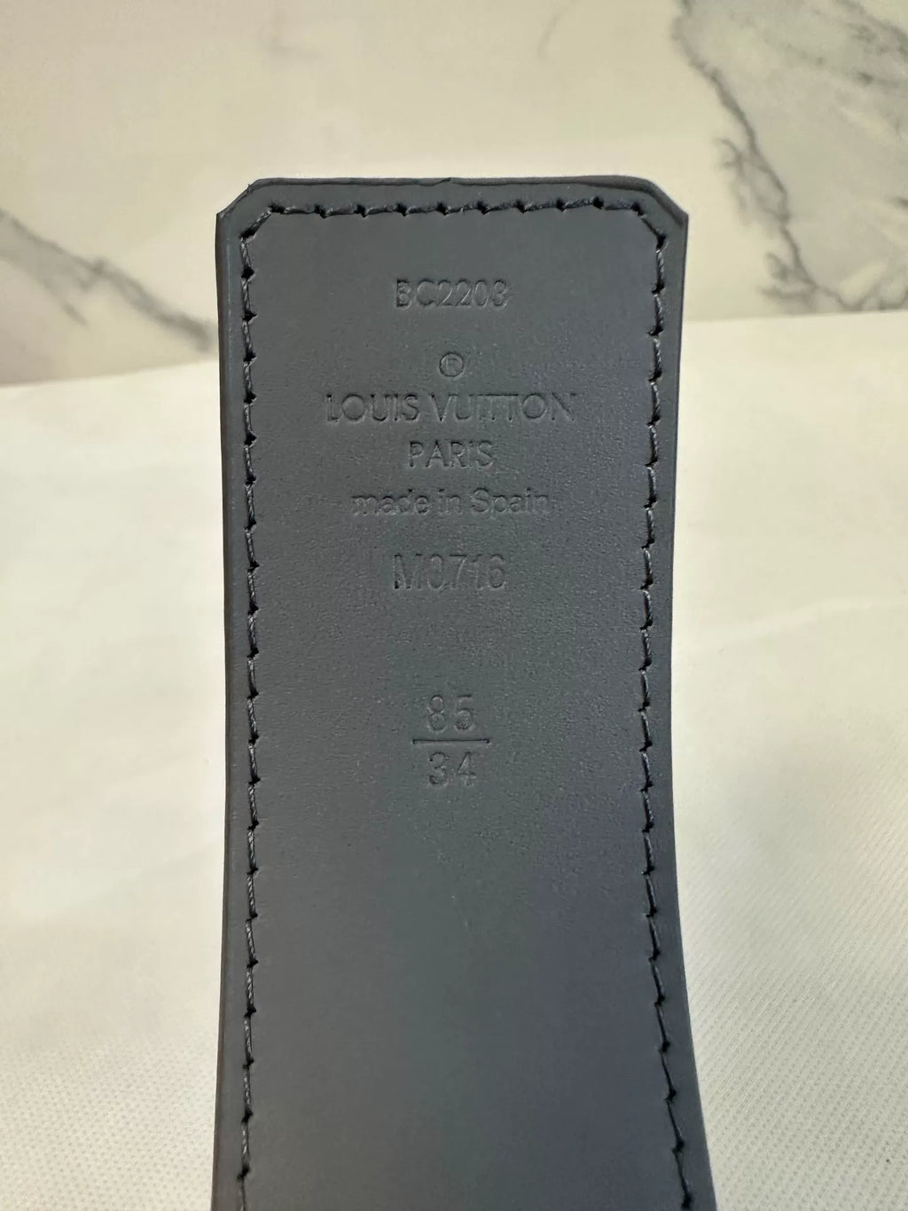 Louis Vuitton Grey Embossed Leather Belt