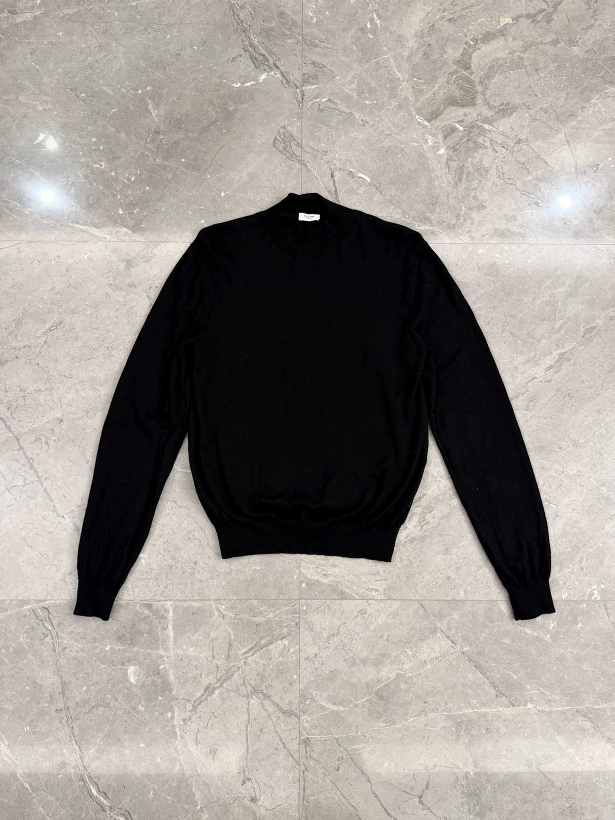 Celine Black Wool Crew Neck Sweater by Hedi Slimane