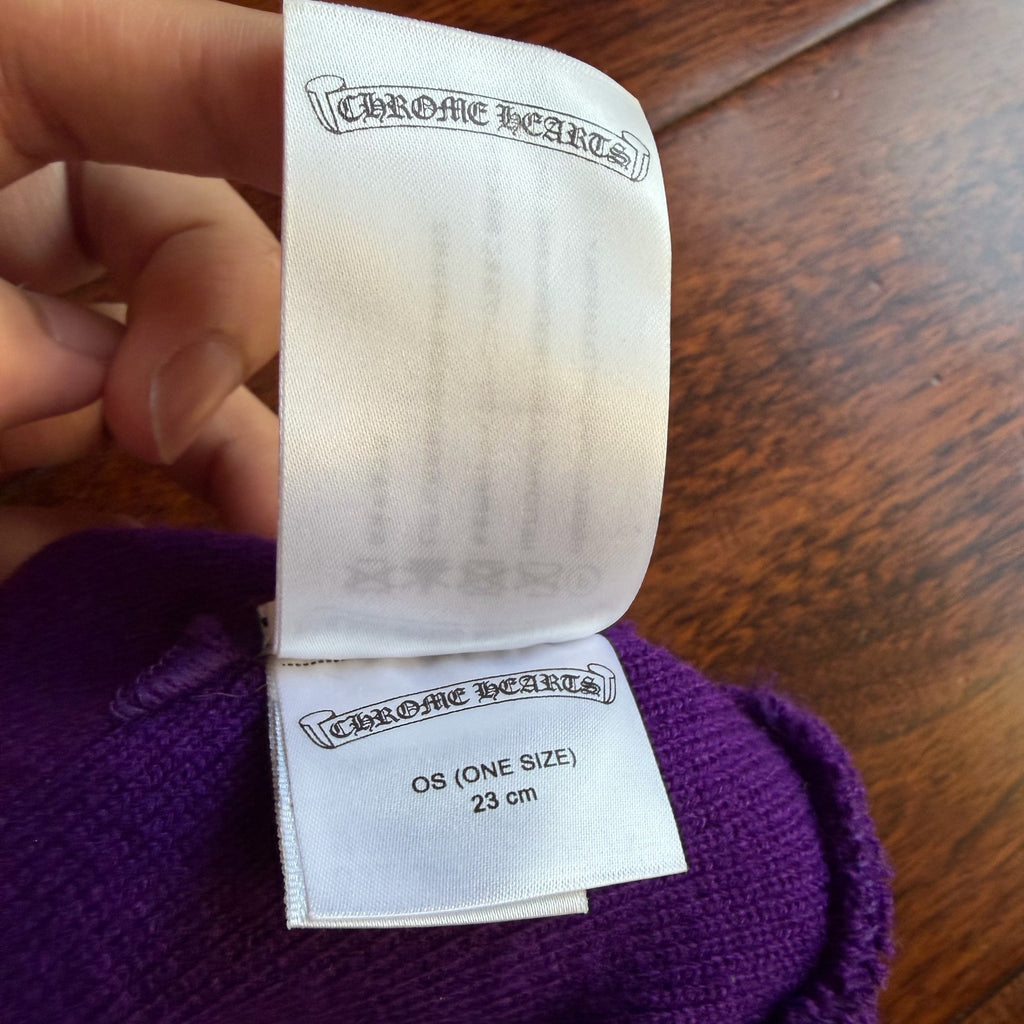 Chrome Hearts Purple Sanskrit Embroidered Beanie