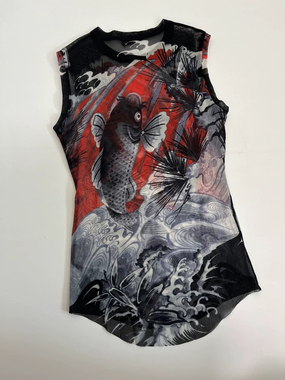 Jean Paul Gaultier koi fish top mesh