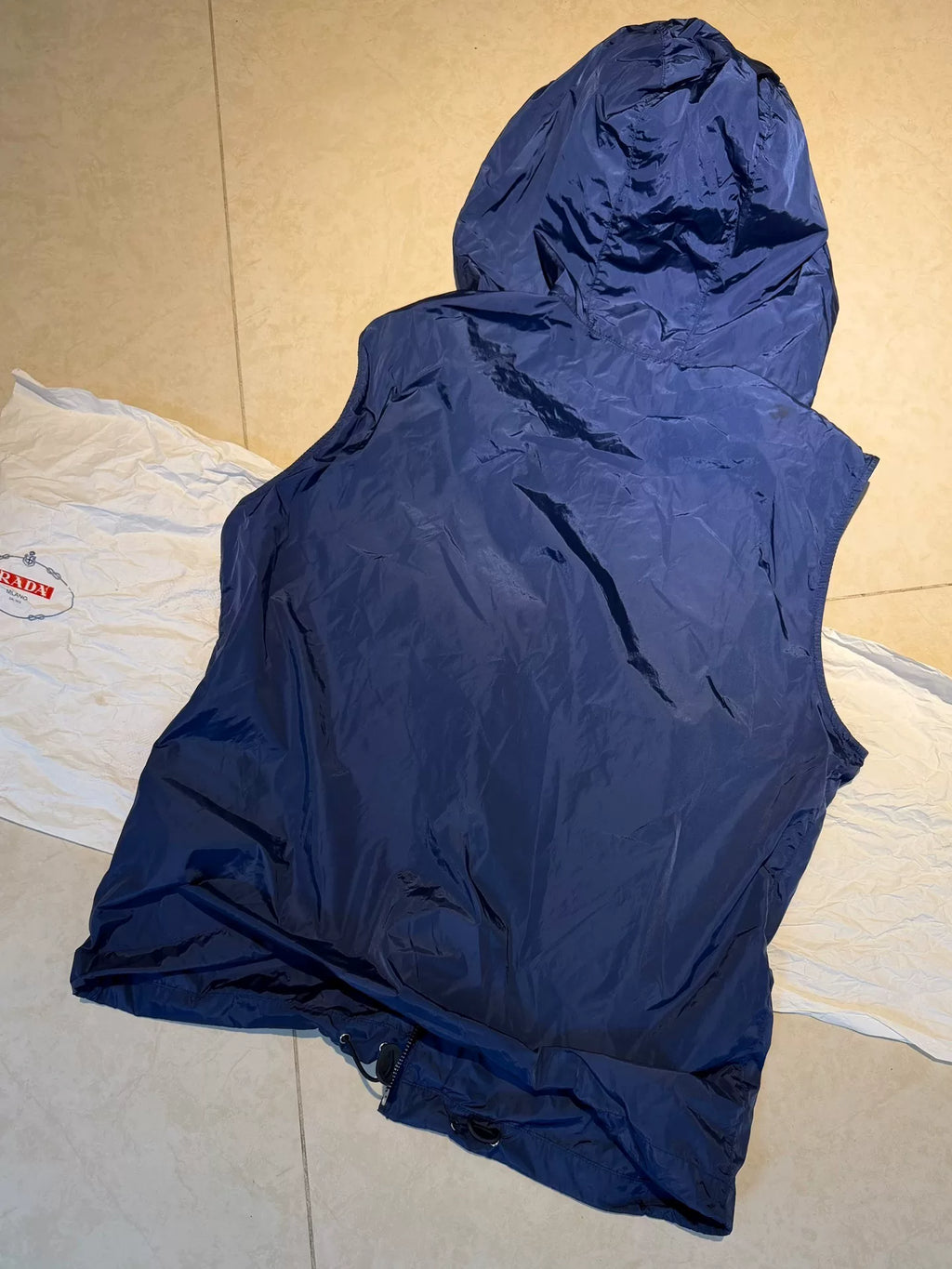 Prada Blue Triangle Logo Collared Nylon Vest
