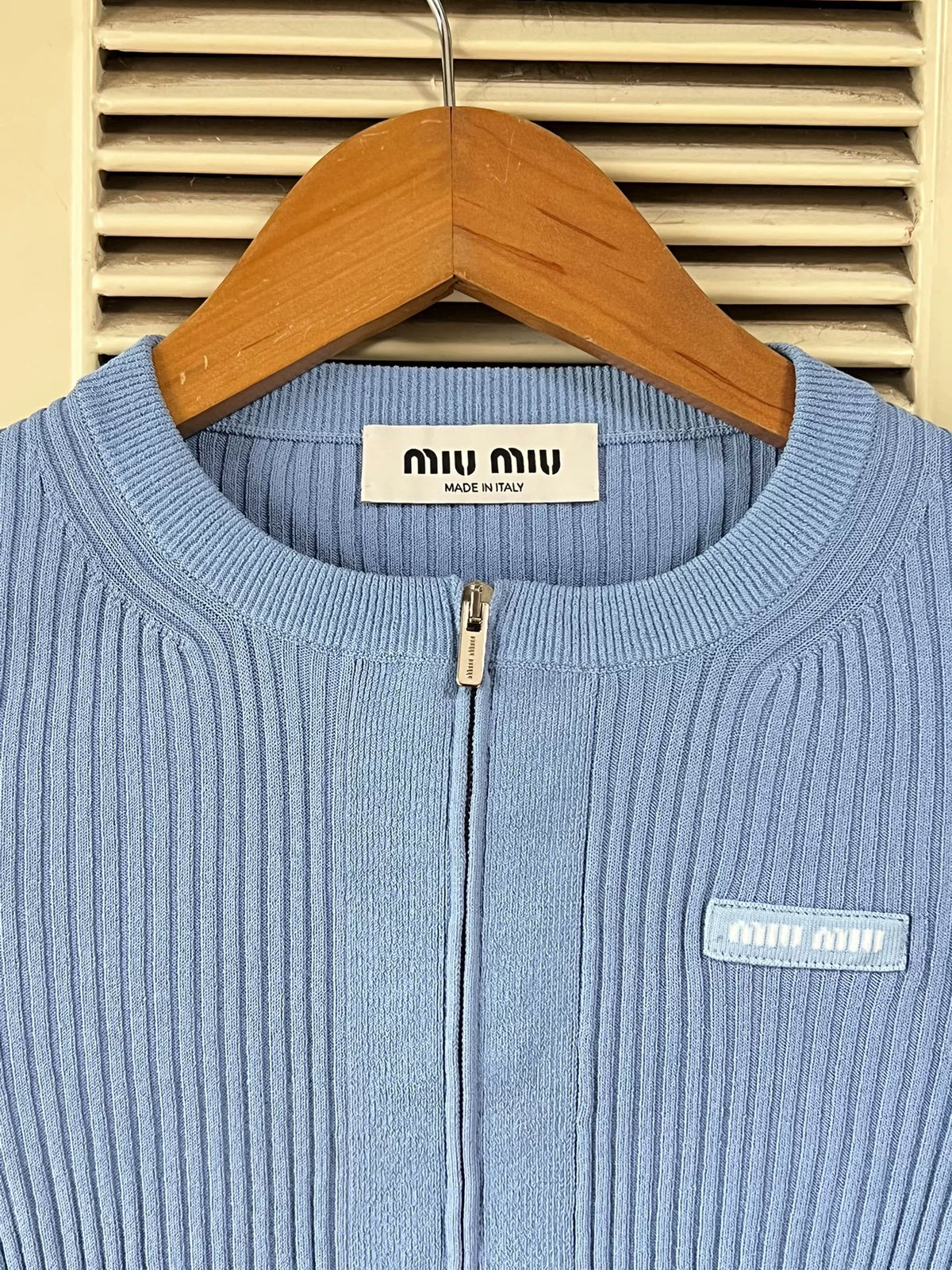 Miu Miu Knit Blue Cropped Cardigan