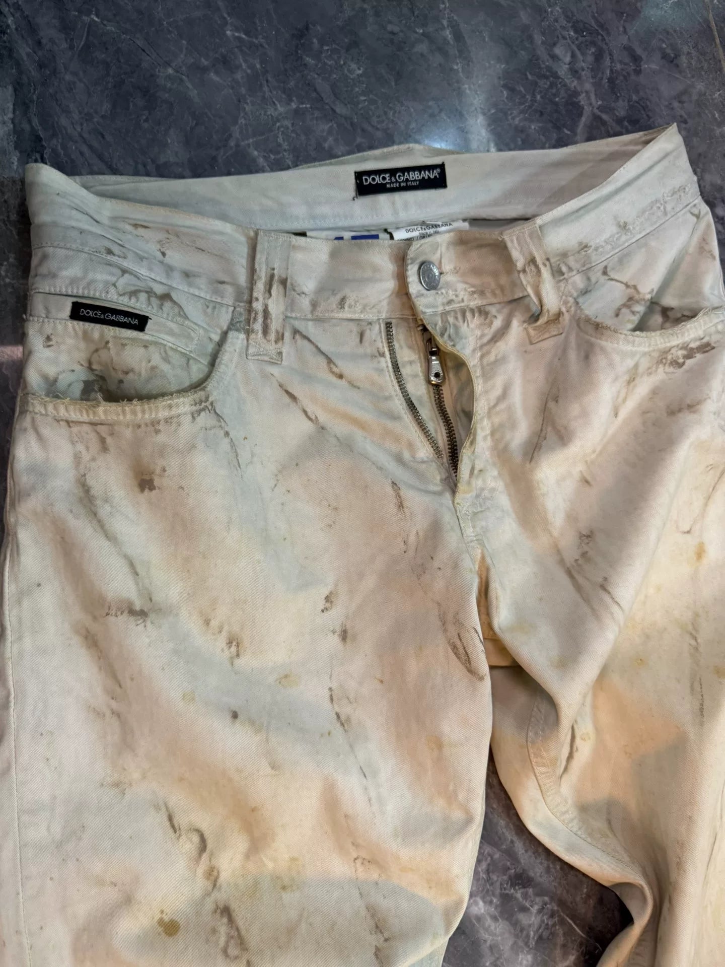 Dolce Gabbana Painted Distressed Pants