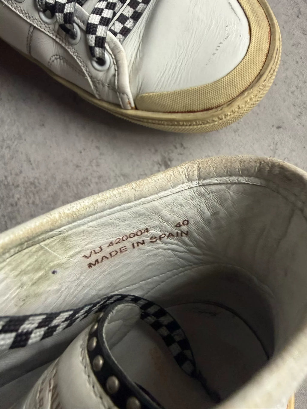 Saint Laurent 16SS SL/37M Checkered Lace Rivet High-Top Sneakers by Hedi Slimane