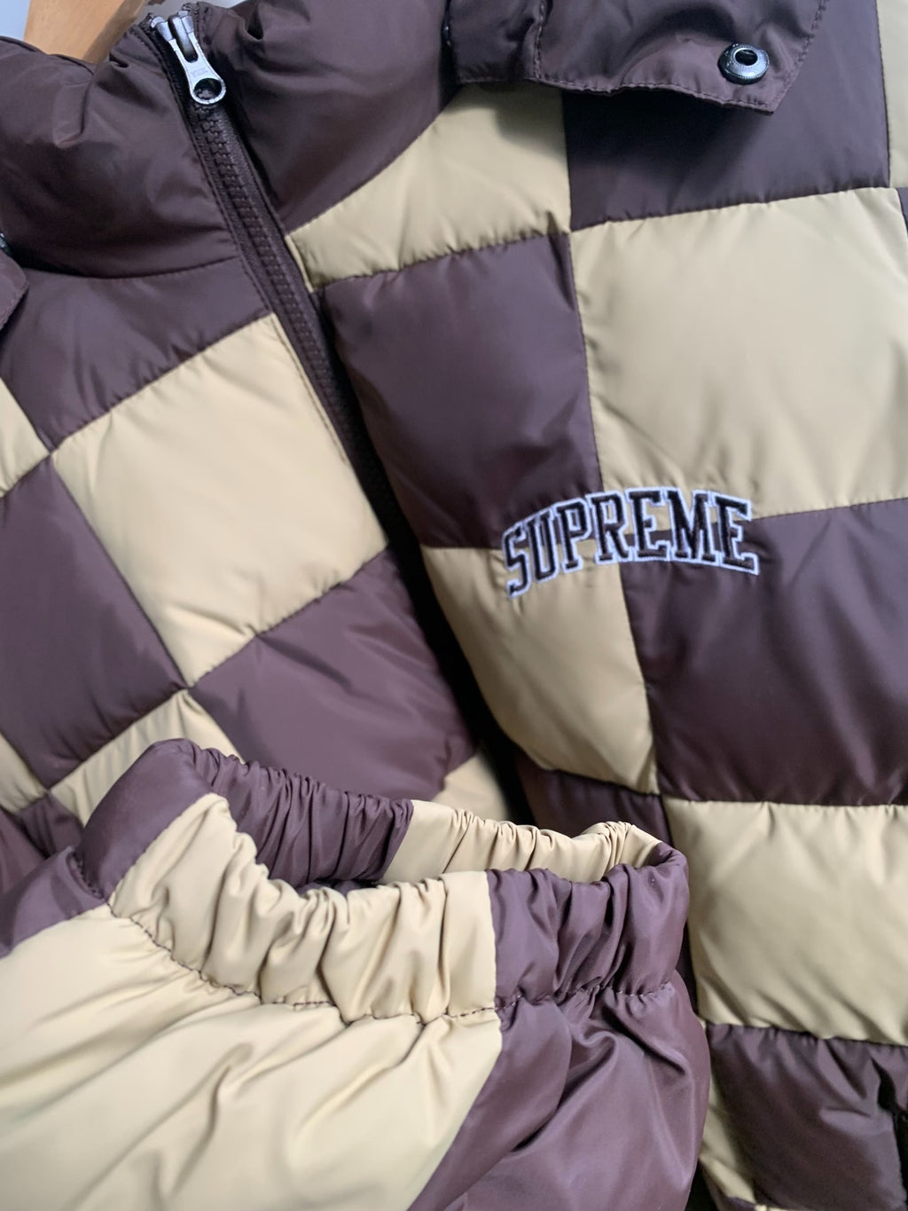 Supreme FW19 Checkerboard Puffy Down Jacket