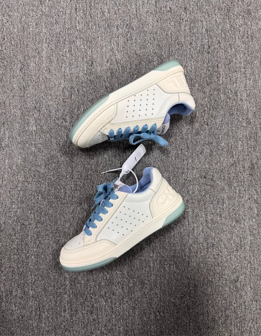 Chanel White & Blue Sneakers