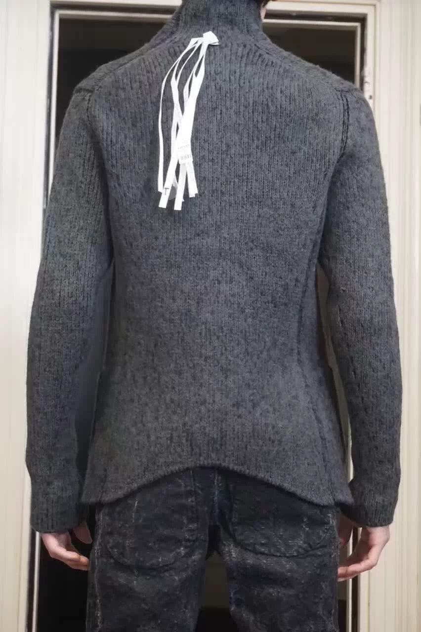 Label Under Construction FW16 Dark carded Grey LUC Cresent Collar Wool Jacket