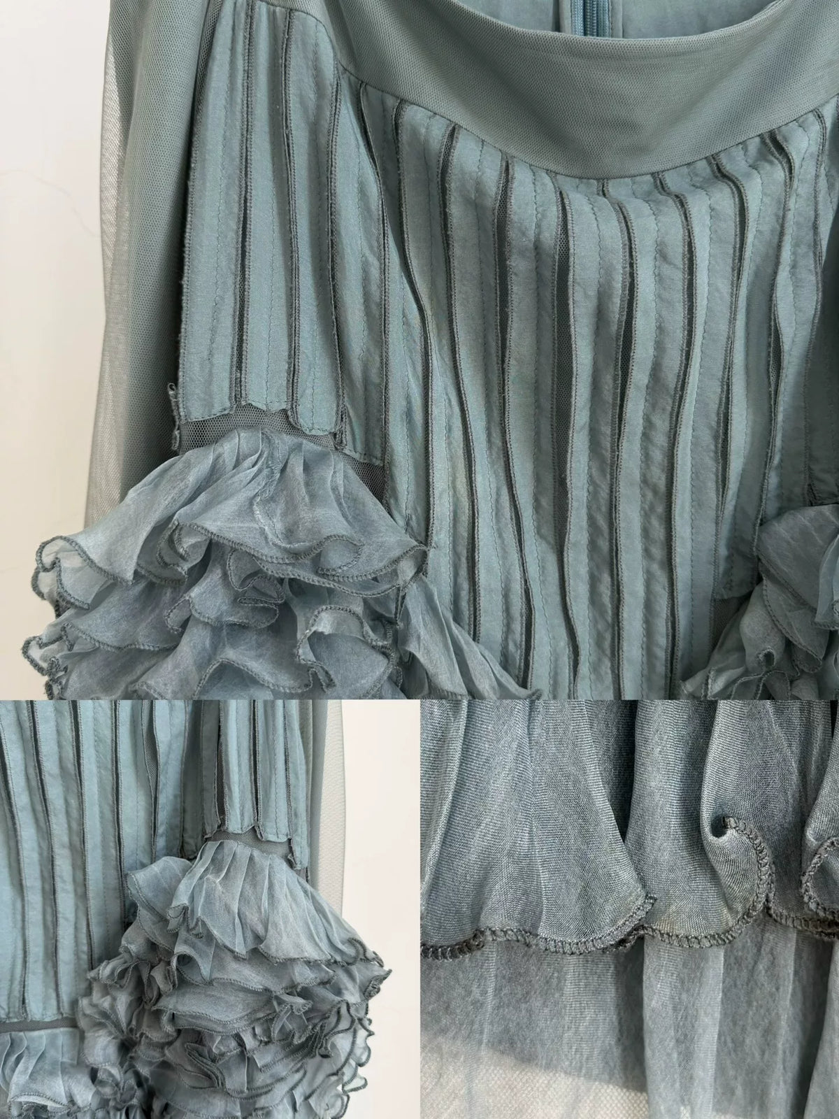 Dries van Noten Midi Gray Silk Skirt