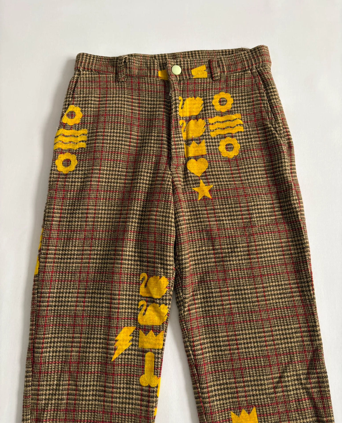 Walter van Beirendonck 1997 showpiece swan plaid pants