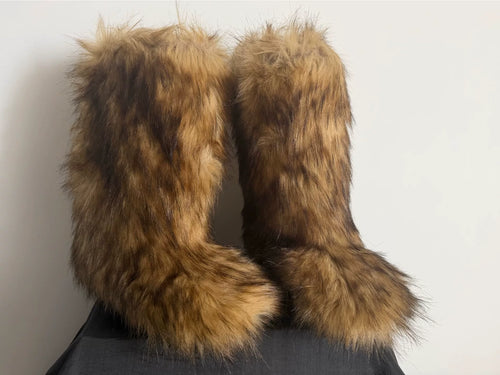 21AW CELINE HOMME Faux Fur Boots in Brown