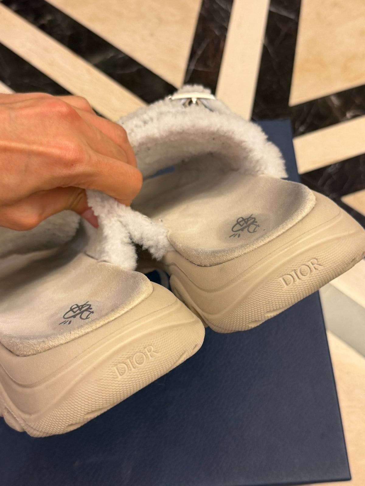 Travis Scott x Dior fur slippers
