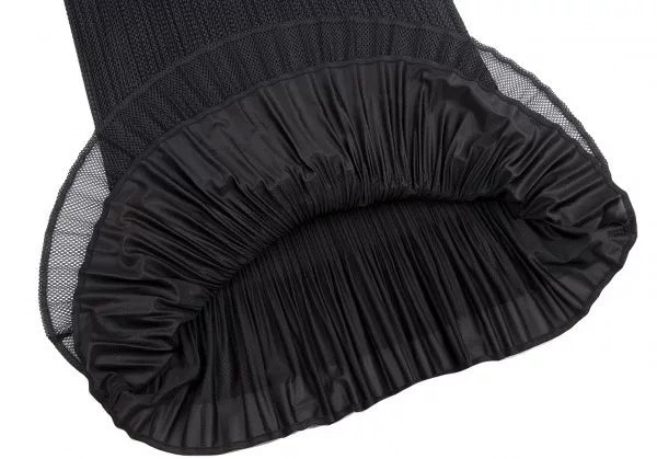 Issey Miyake Vintage Black Double-Layer Mesh Pleated Skirt