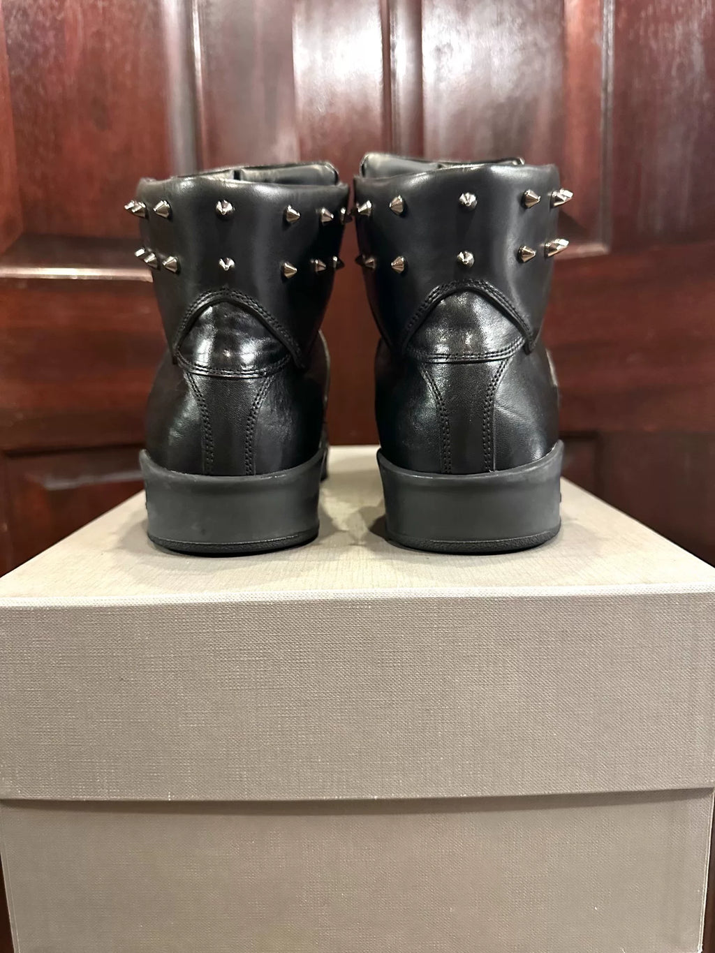 Alexander McQueen SS15 Black Studded Mid-Top Sneakers