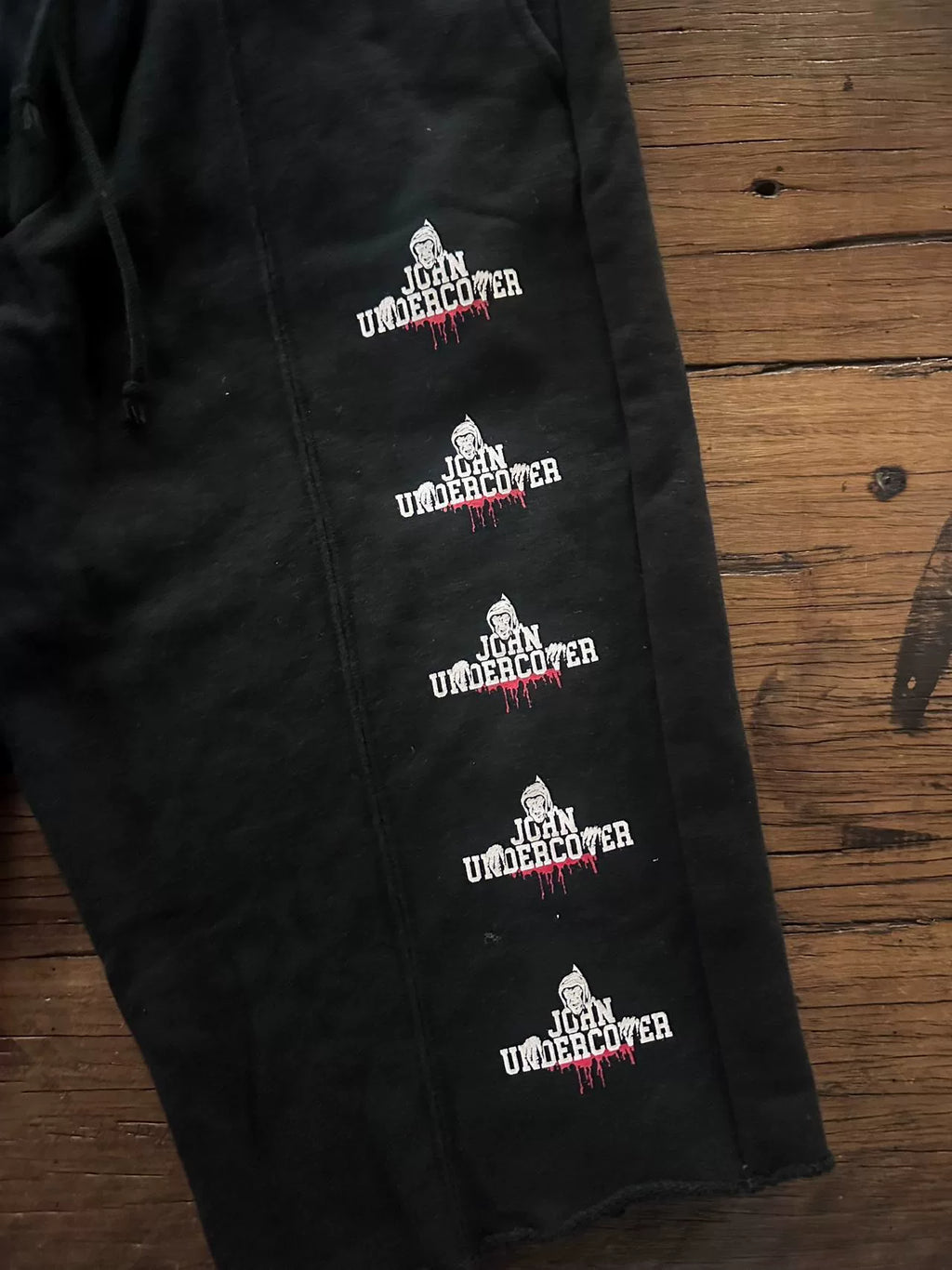 Johnundercover SS19 Black Logo Print Cotton Shorts