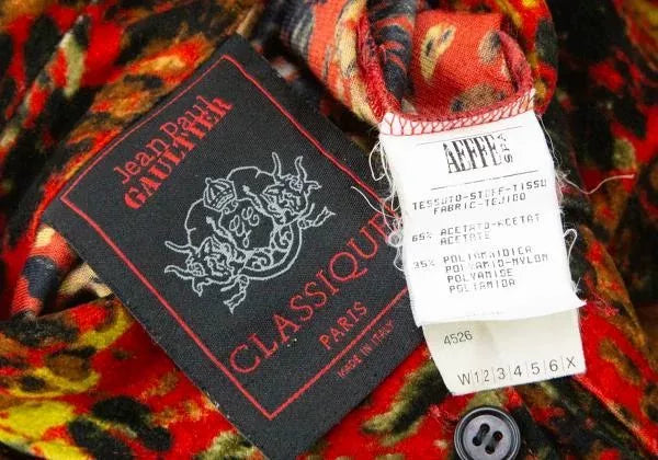 Jean Paul Gaultier Vintage Orange Floral Velvet Dress