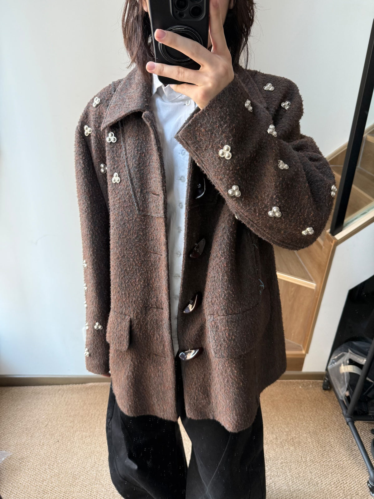Namacheko Eternal Flower Beaded Collared Coat