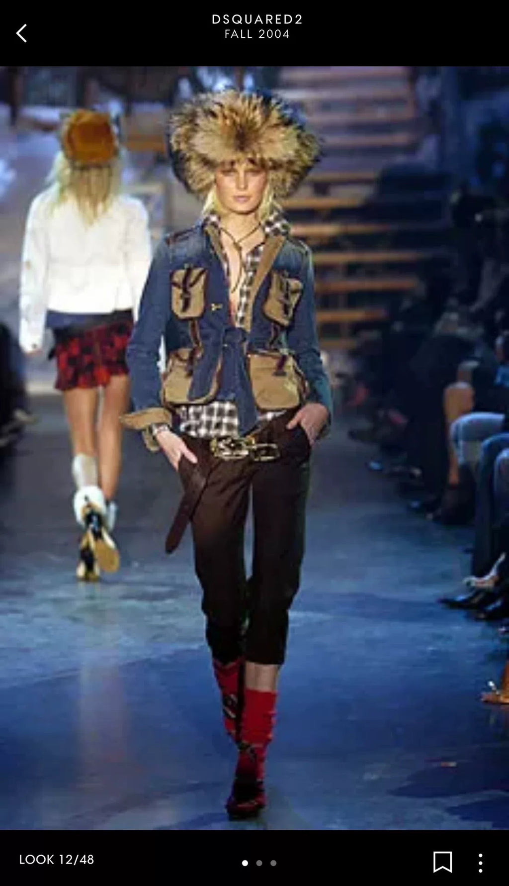 Dsquared 04AW Heavy-Duty Runway Pocket Leather-Panelled Hunting Jacket