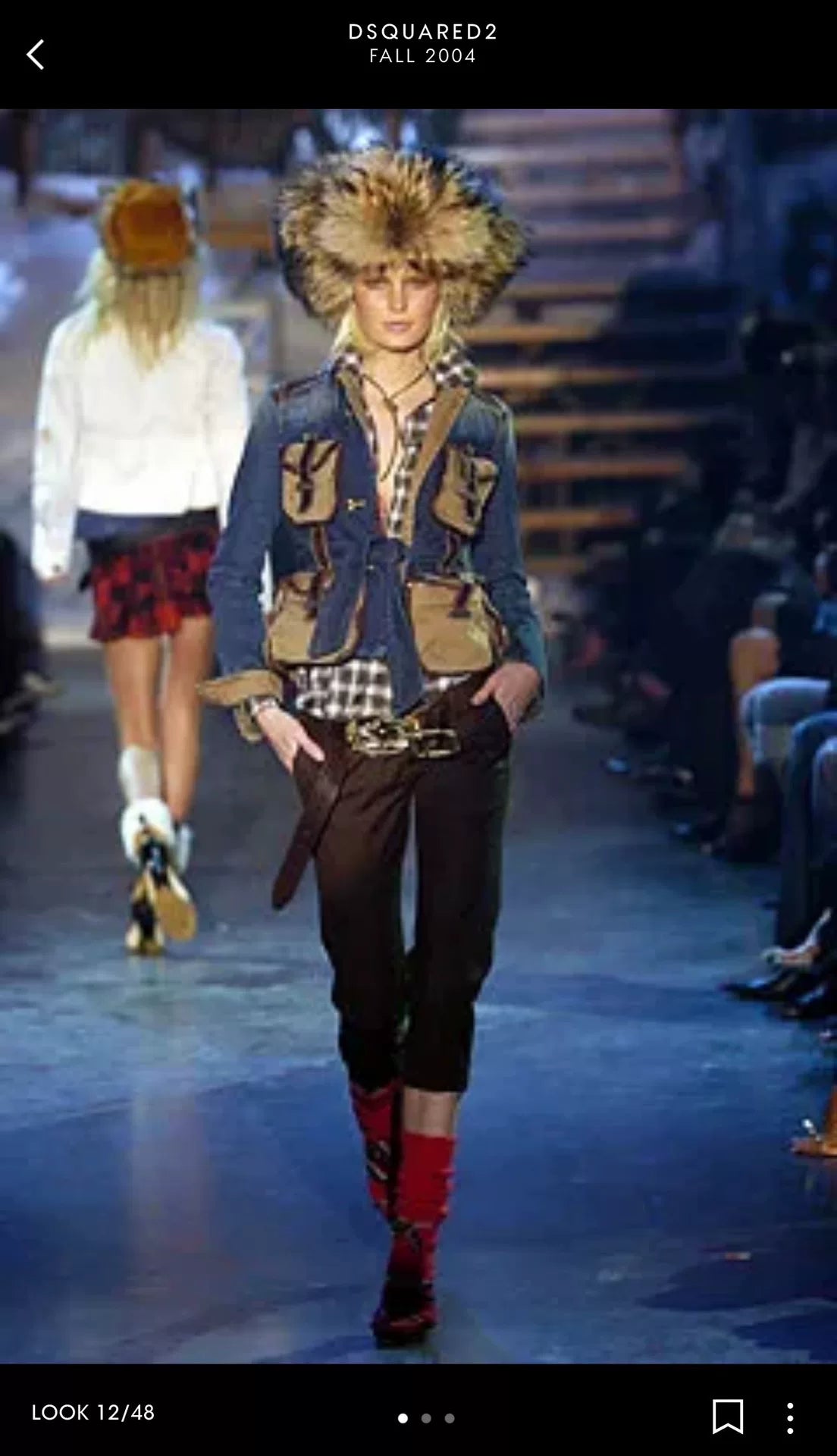 Dsquared 04AW Heavy-Duty Runway Pocket Leather-Panelled Hunting Jacket