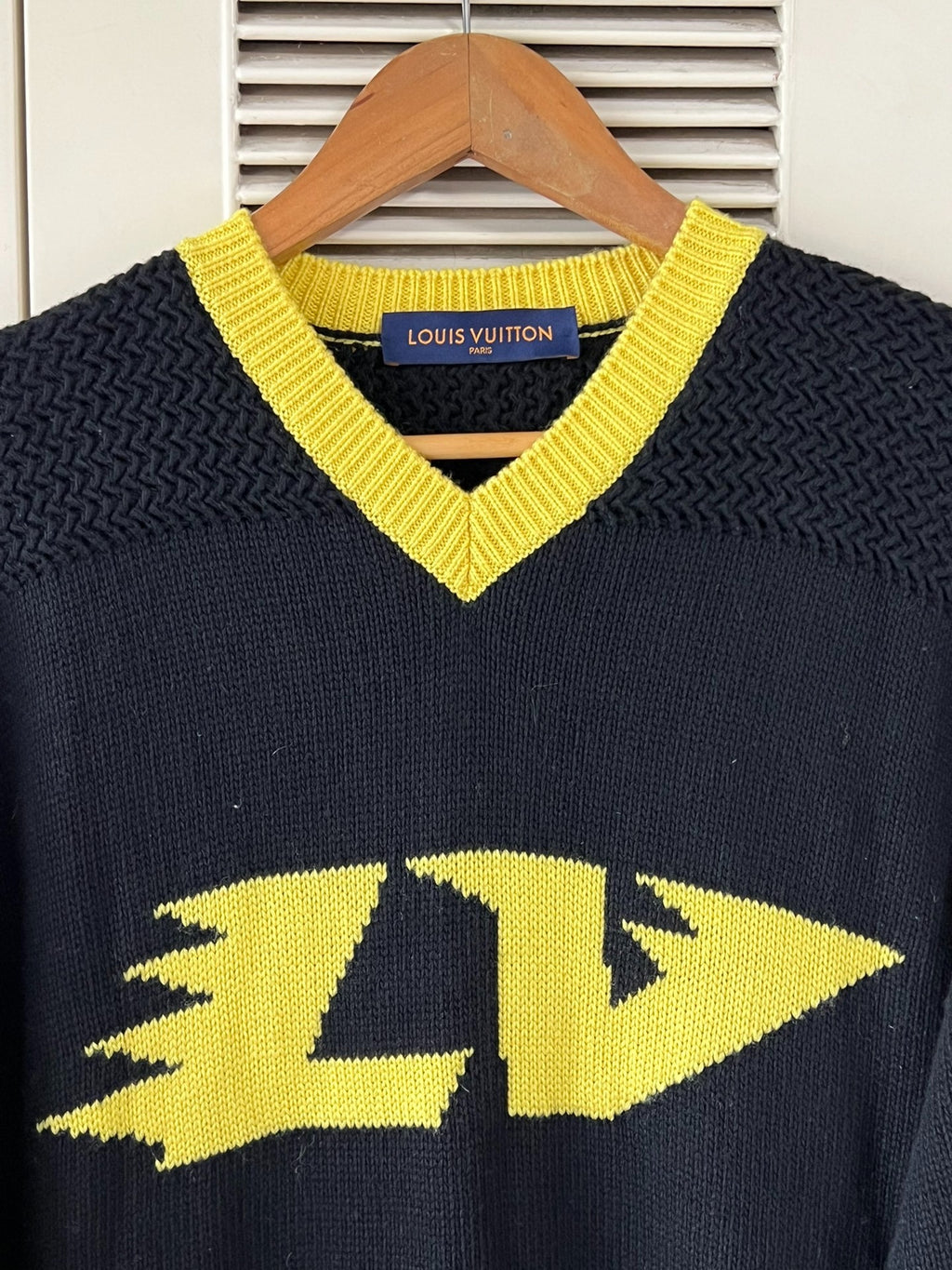 Louis Vuitton LV soccer-style black and yellow sweater