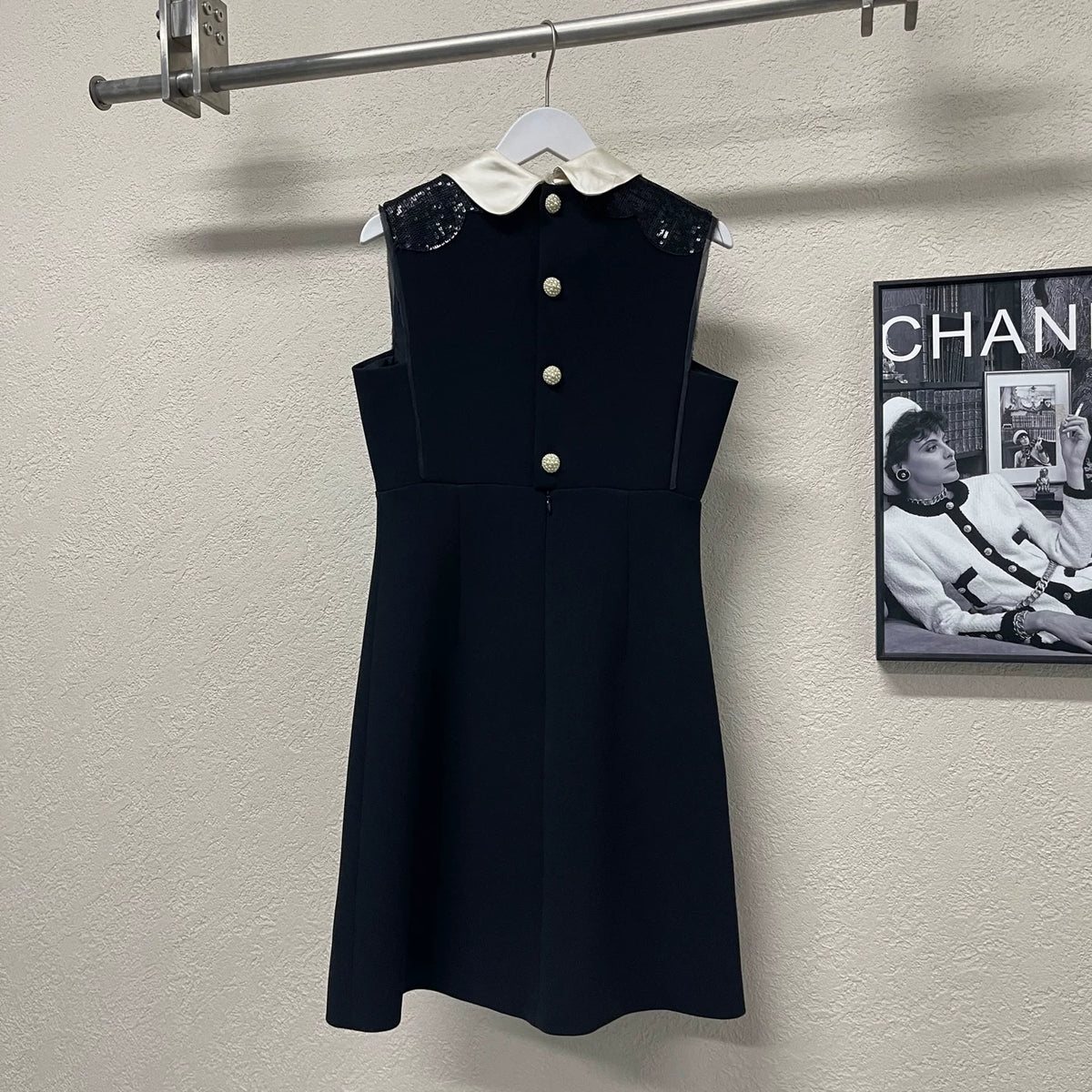 Miumiu Black Scale Pearl-Button Dress