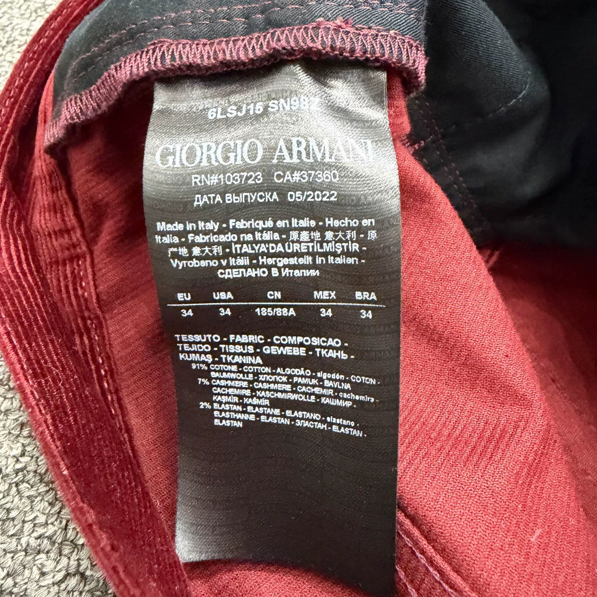 Giorgio Armani Corduroy Pants