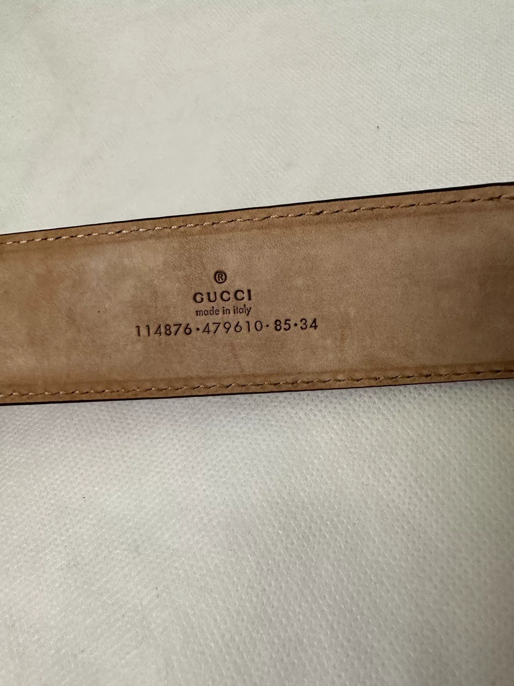 Gucci Pink Double G Embossed Leather Belt