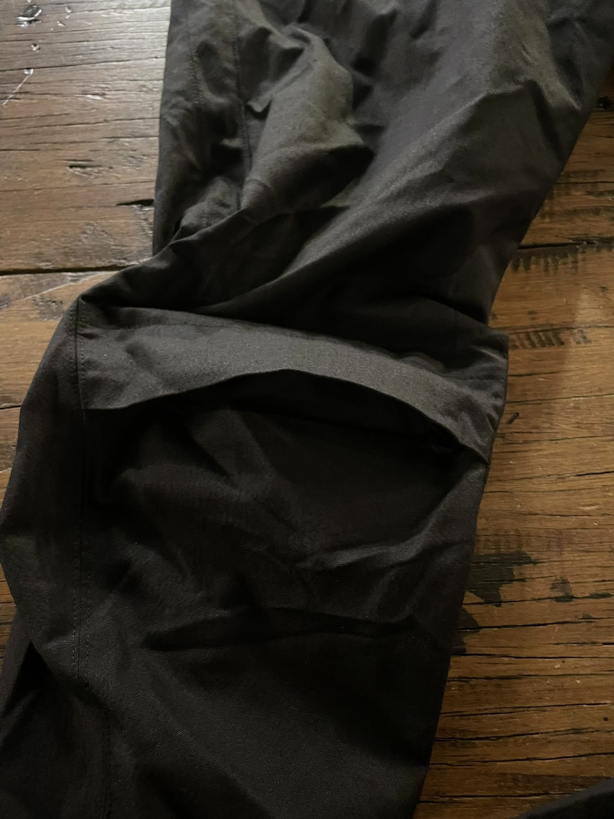 Julius SS14 Black Open Knee Ghost PU6 Silk Trousers