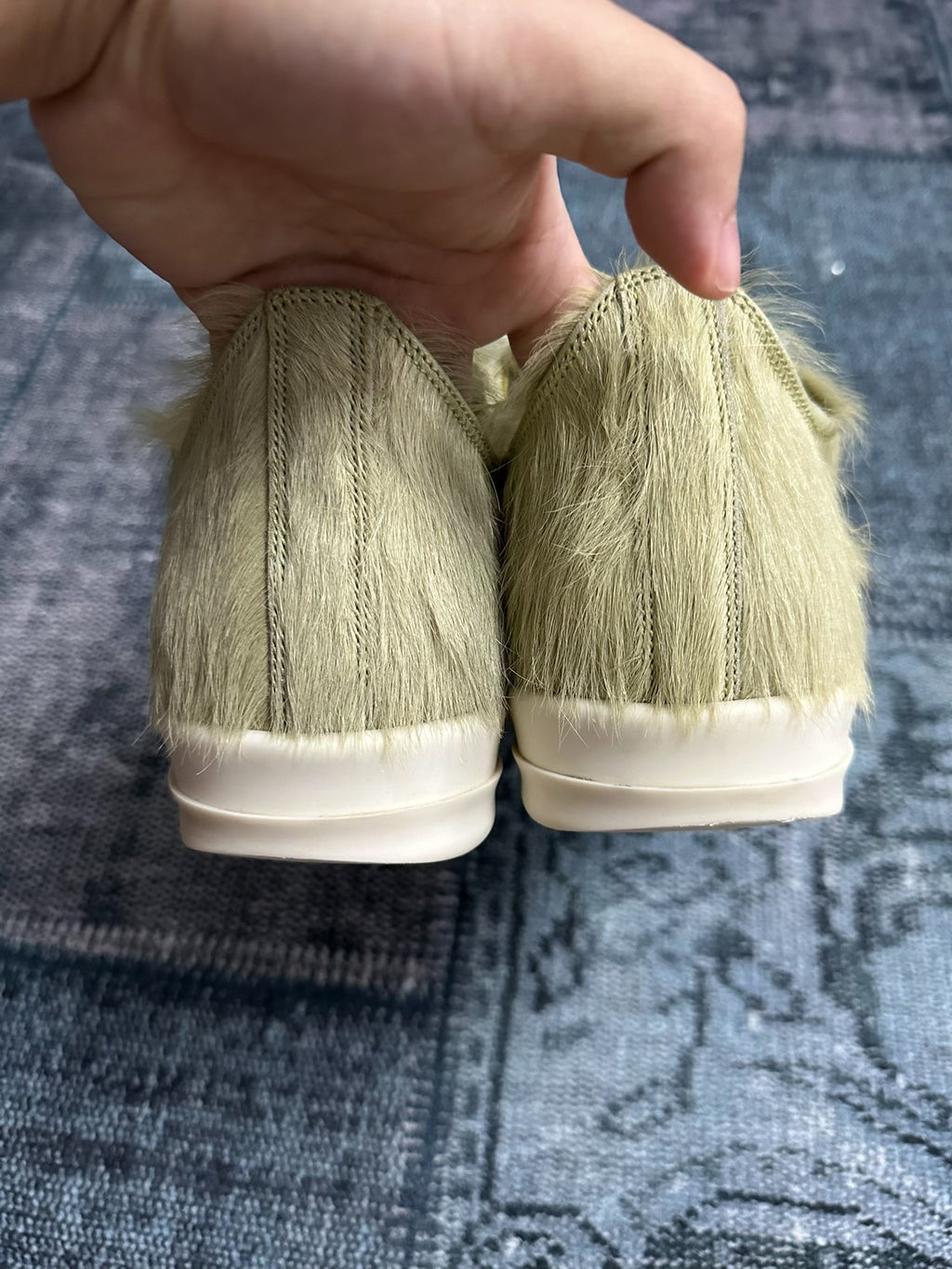 Rick Owens mainline green horsehair low-top large Converse style