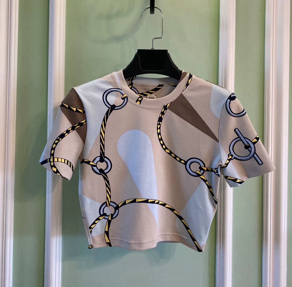 Hermes Chain Print Short Sleeve Cotton T-Shirt