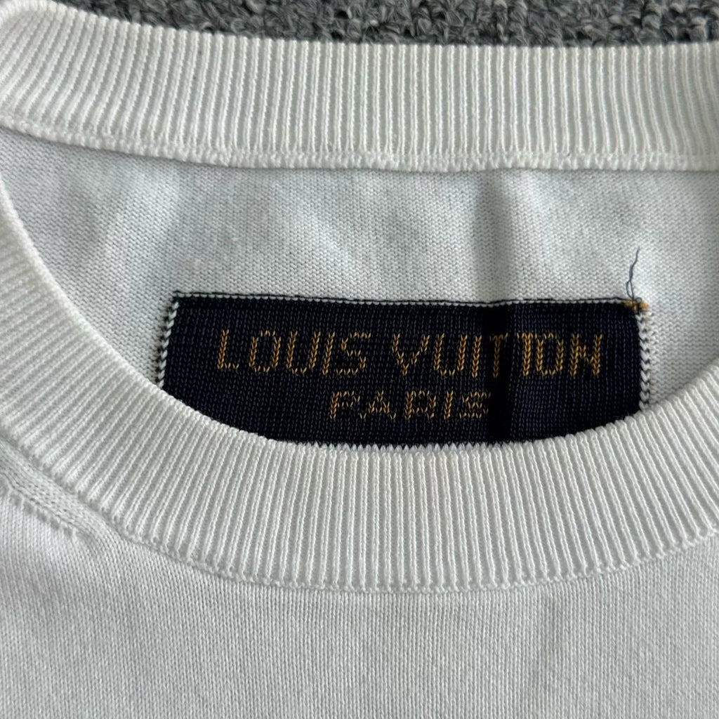 Louis Vuitton White Monogram Letter Short Sleeve Top