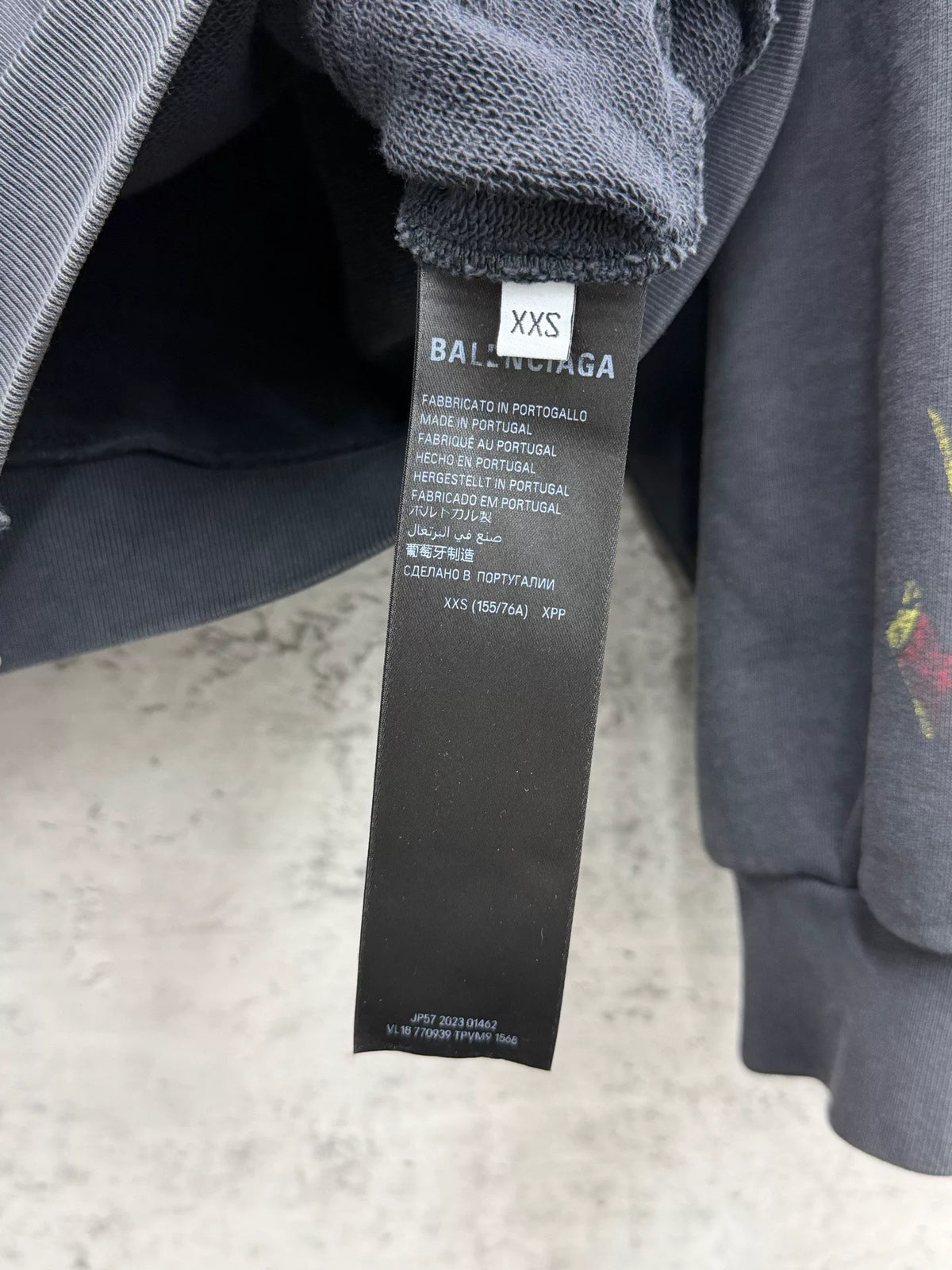 Balenciaga Distressed Flame Logo Zip-Up Hooded Top