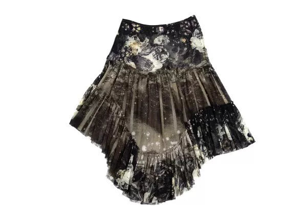 Jean Paul Gaultier Vintage Grey Patterned Mesh Skirt