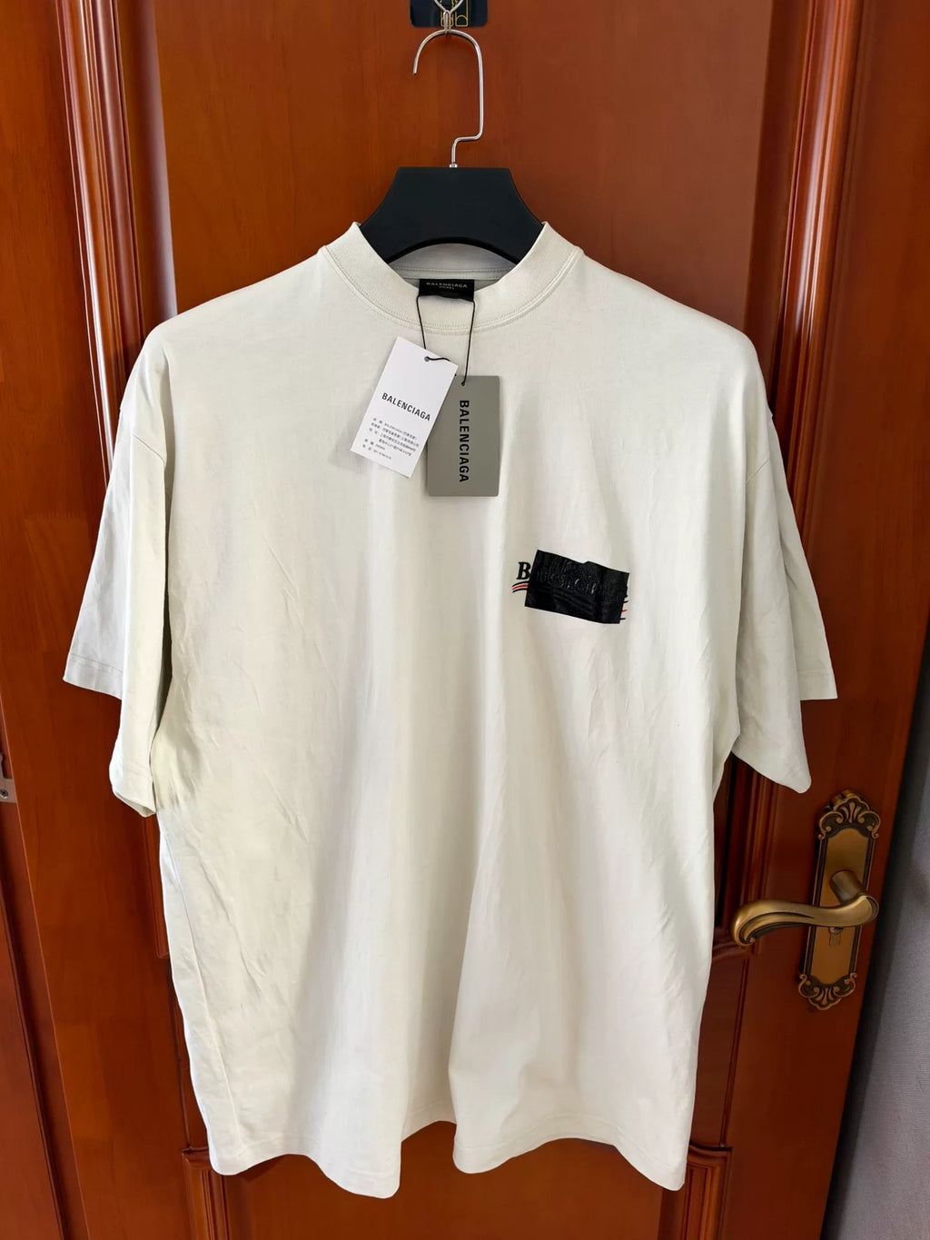 Balenciaga Tape Cola Embroidered Logo Short Sleeve T-Shirt