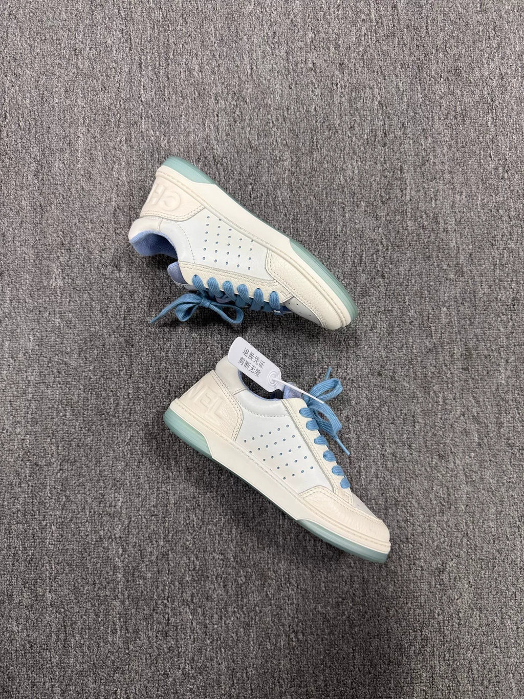 Chanel White & Blue Sneakers