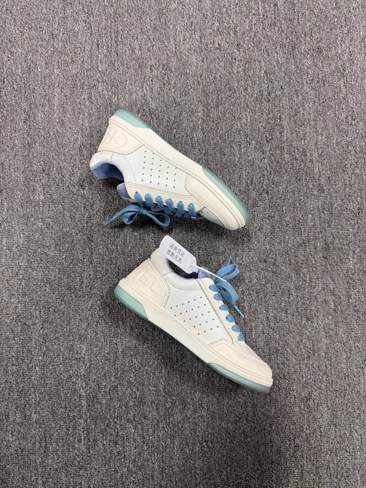 Chanel White & Blue Sneakers