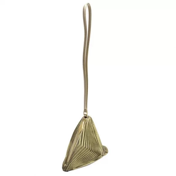 Issey Miyake Vintage Gold Geometric Pleated Tote Bag