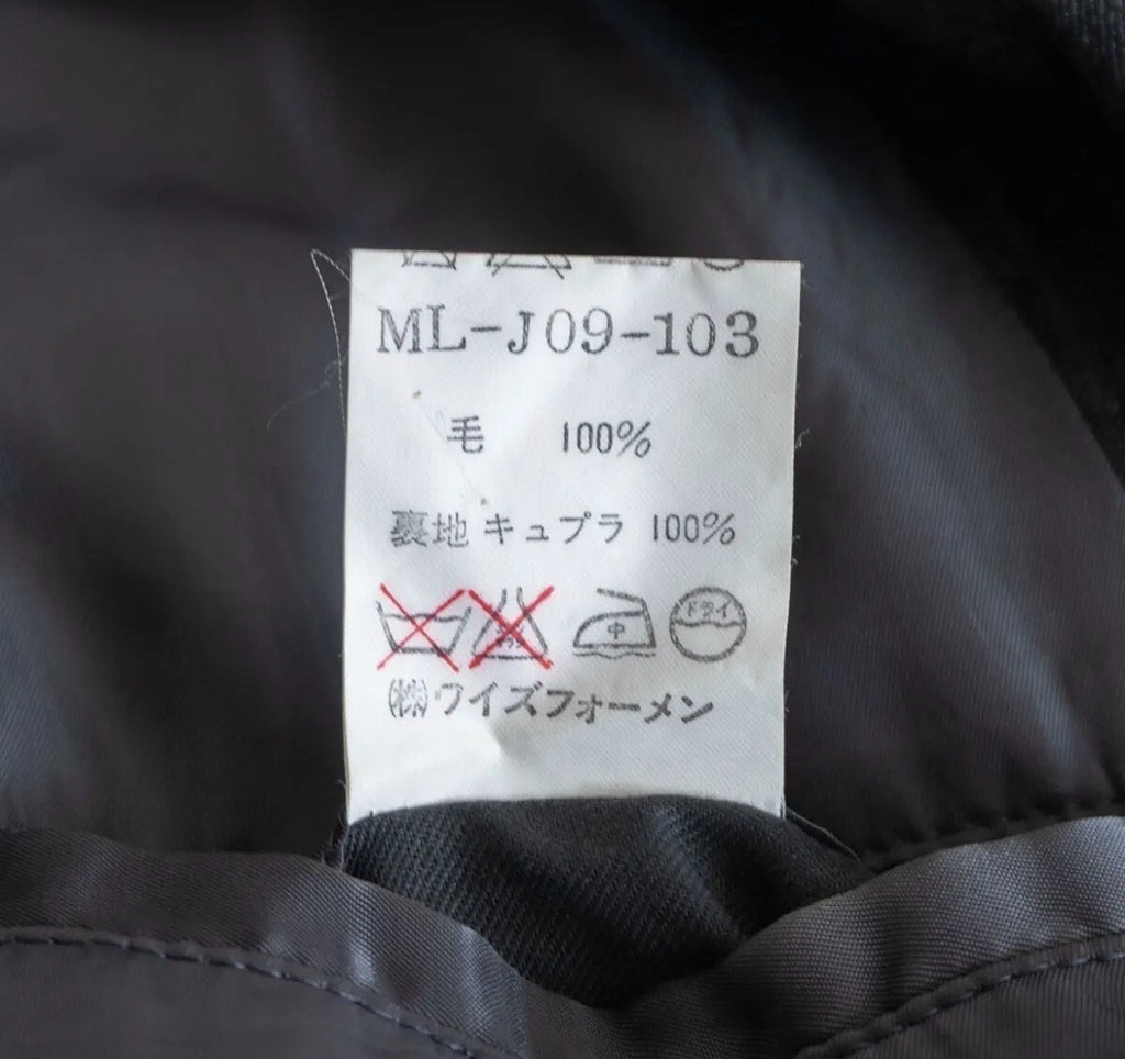 Yohji Yamamoto 1990s Charcoal Grey Stand-Collar Wool Coat